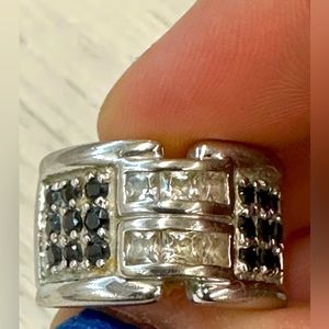 925 Silver plated elegant big ring with semi precious stones and bugget zircons